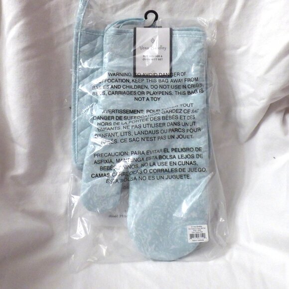 Vera Bradley Pot Holder and Oven Mitt Set Eden Paisley Mint NWT - Picture 6 of 6